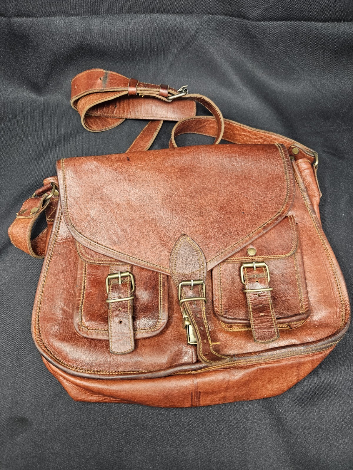Komal’s Passion Leather Men’s Brown Adjustable Strap Messenger Flap Shoulder Bag