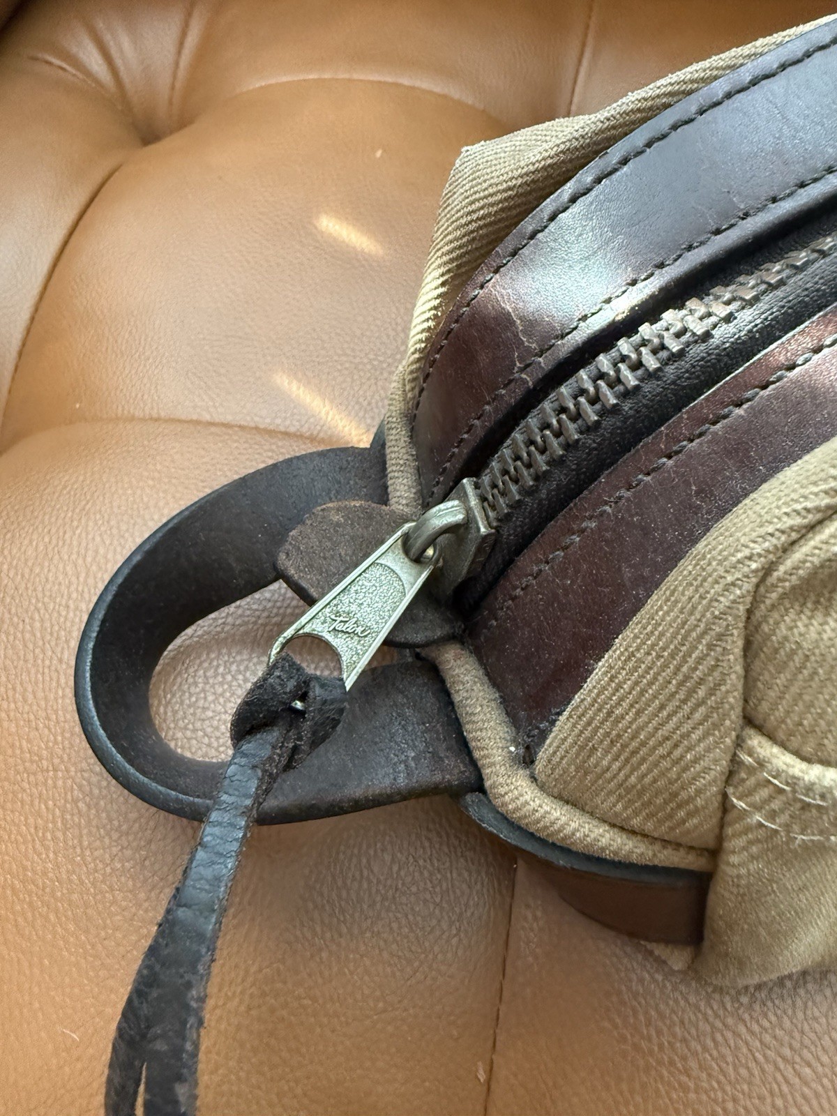 FILSON YKK Vintage Rugged Twill Travel Kit Tan Toiletry Bag Made in USS