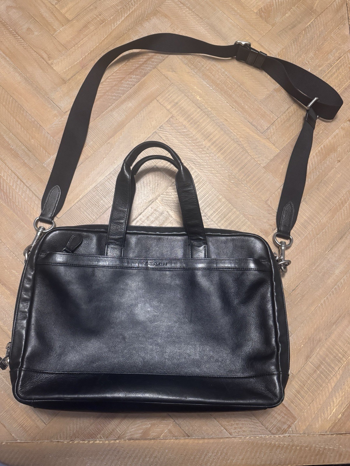 COACH Slim Leather Briefcase Black Vintage Coach