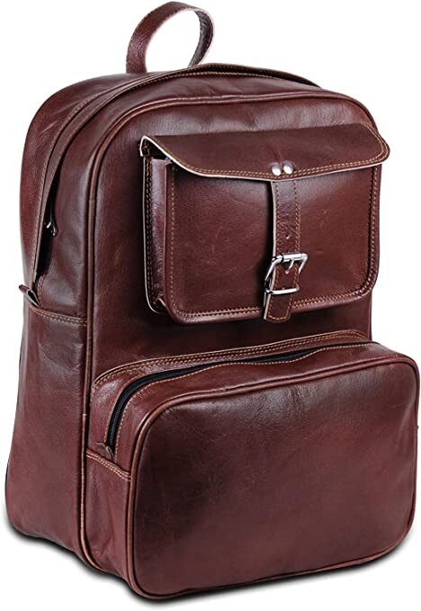 Handmade Men’s Leather Backpack Laptop Bag Brown Rucksack Travel School Daypack