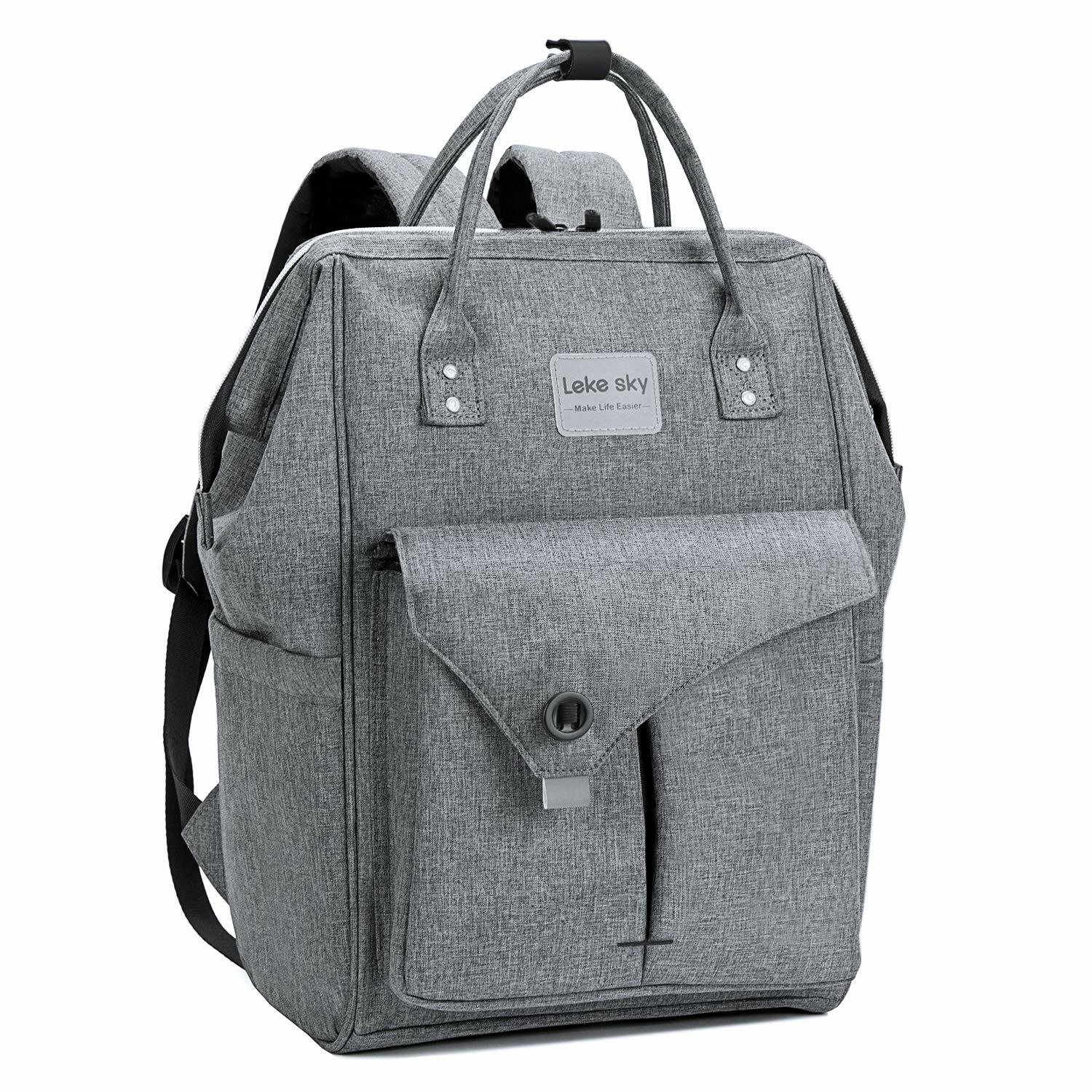 Lekesky Sac à dos pour ordinateur portable 15,6″, Gris