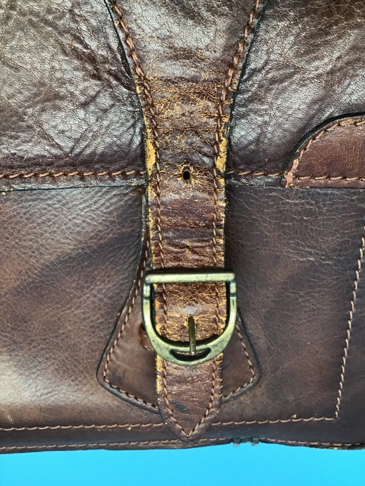 Renwick Brown/Tan Leather Briefcase Made in Canada Vintage 17 x 14 Inches