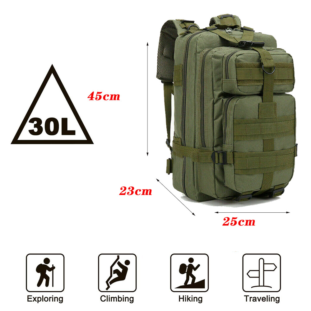 30L Military Tactical Backpack Rucksack Travel Bag for Camping Hiking Outdoor