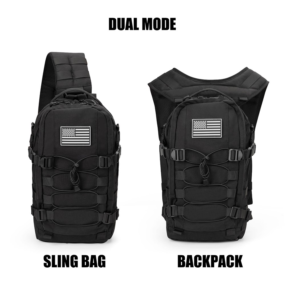 Tactical Sling Bag for Men:12L EDC CCW Concealed 2-in-1 Shoulder Bag Backpack