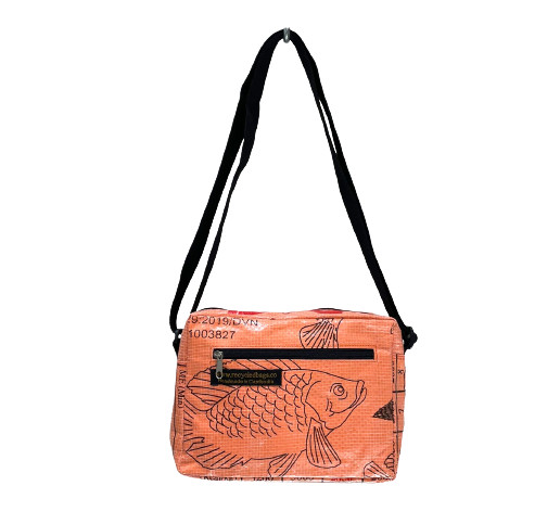 Recycled Fish Feed Shoulder Bag Small Hand Made in Cambodia Fairtrade!