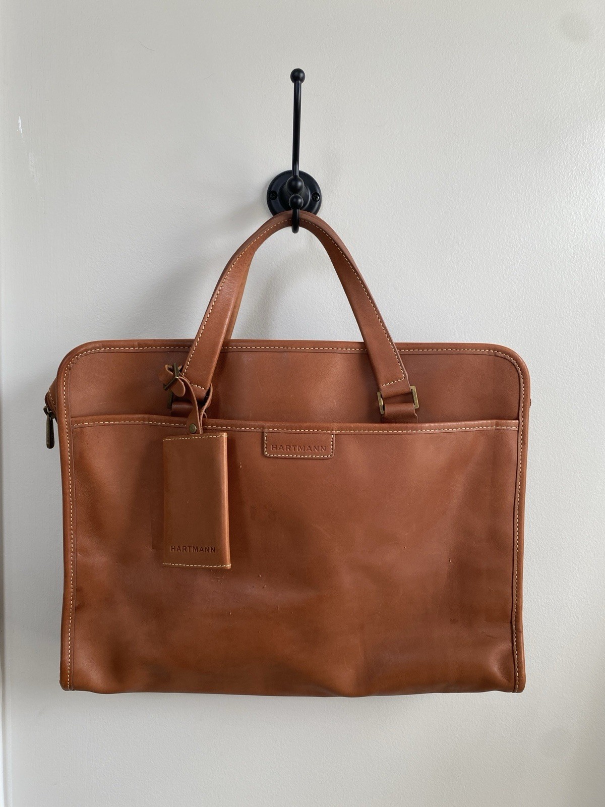Hartmann Cognac Leather Softshell Briefcase