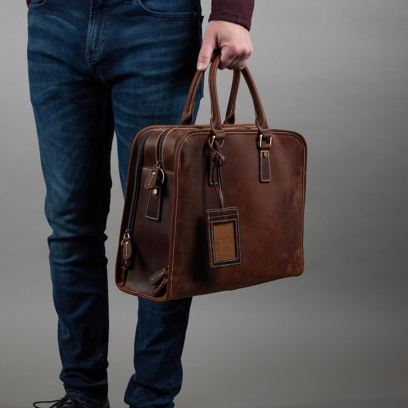 Custom Leather Briefcase for Men, Personalized Work Bag, Fathers Day Gift, Gift
