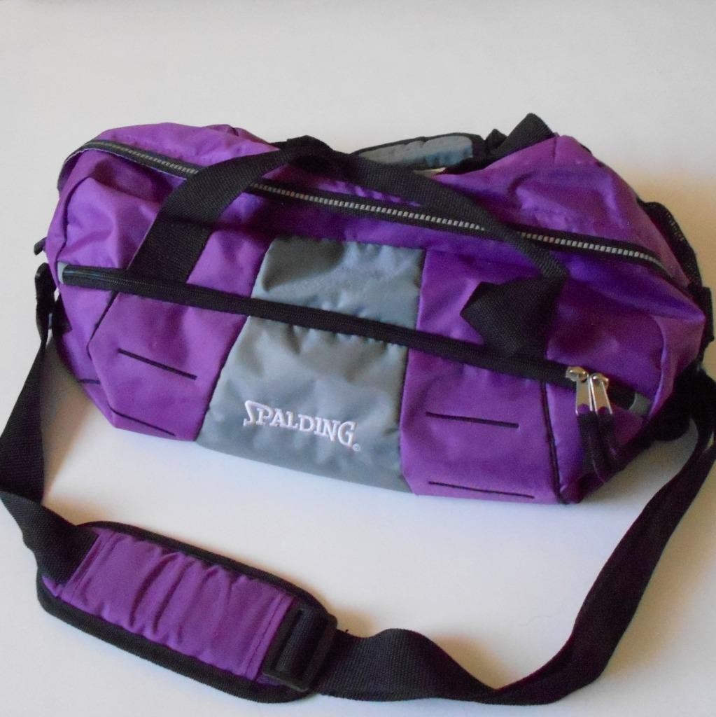 Spaulding Gym Bag Purple Gray Duffel Shoulder Strap 10 x 17 Tote