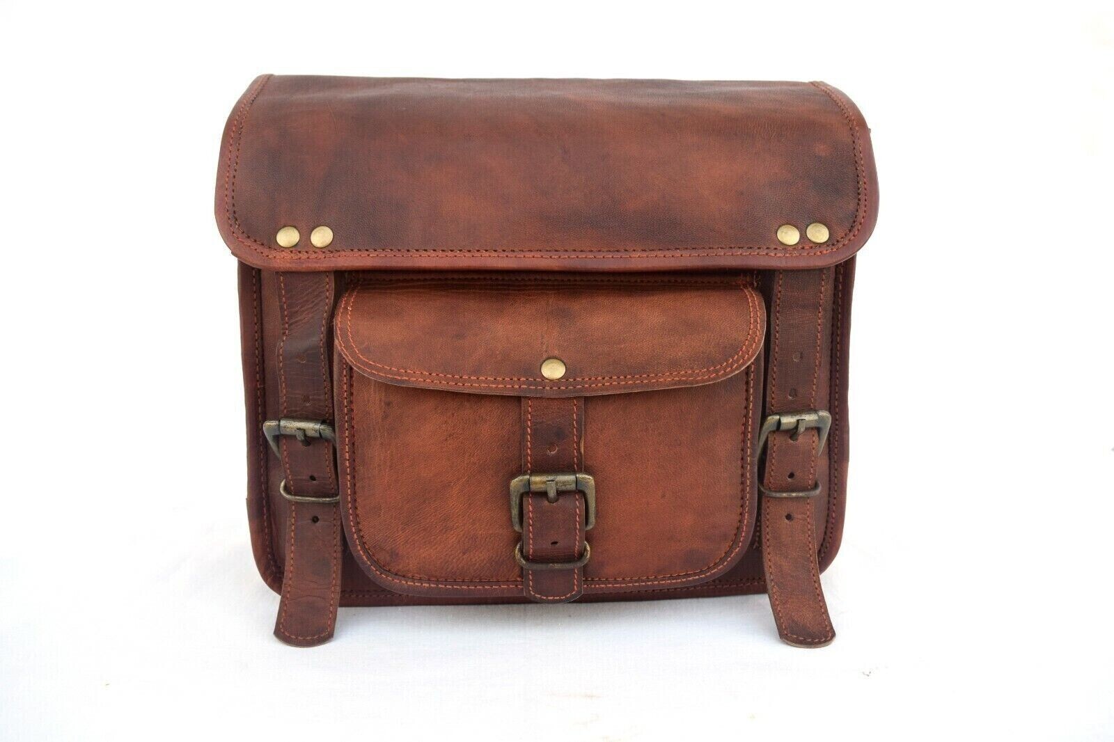 Handmade Leather Biker Side Bag Satchel Bike Motorcycle Fanny Pack Small 11 In