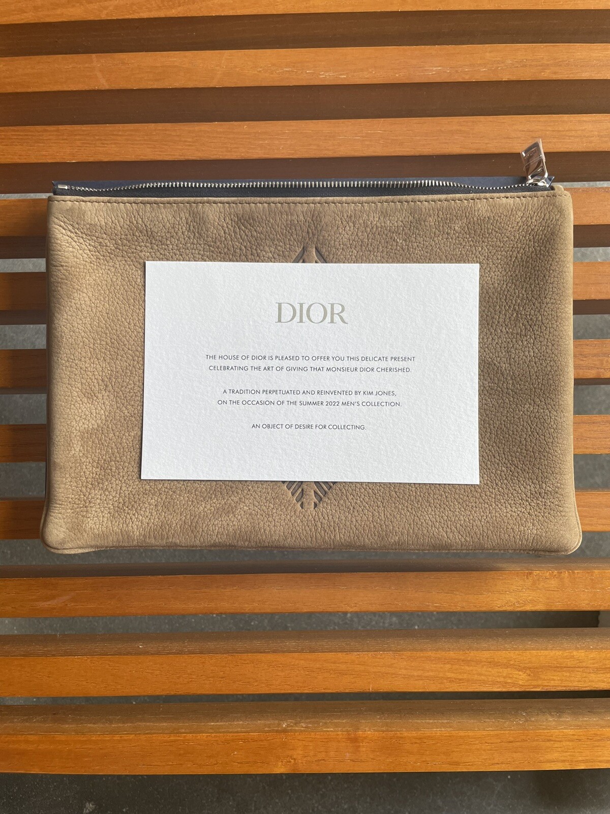 “Cactus Jack Dior” Travis Scott SS22 unreleased unisex brown leather zip clutch