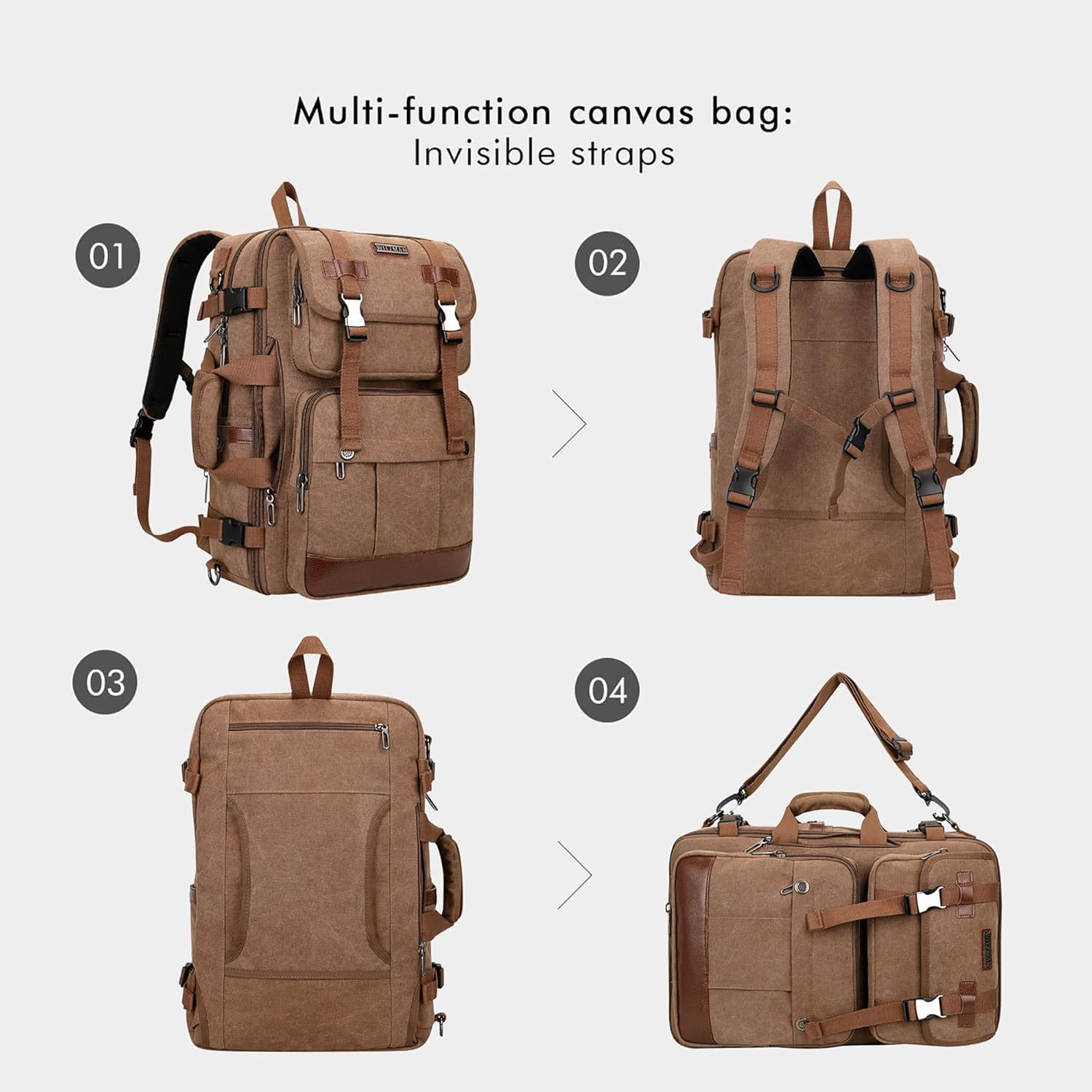 Canvas Travel Backpack for Men Large Laptop Backpack Fit 16 Inch Carry-On Airlin