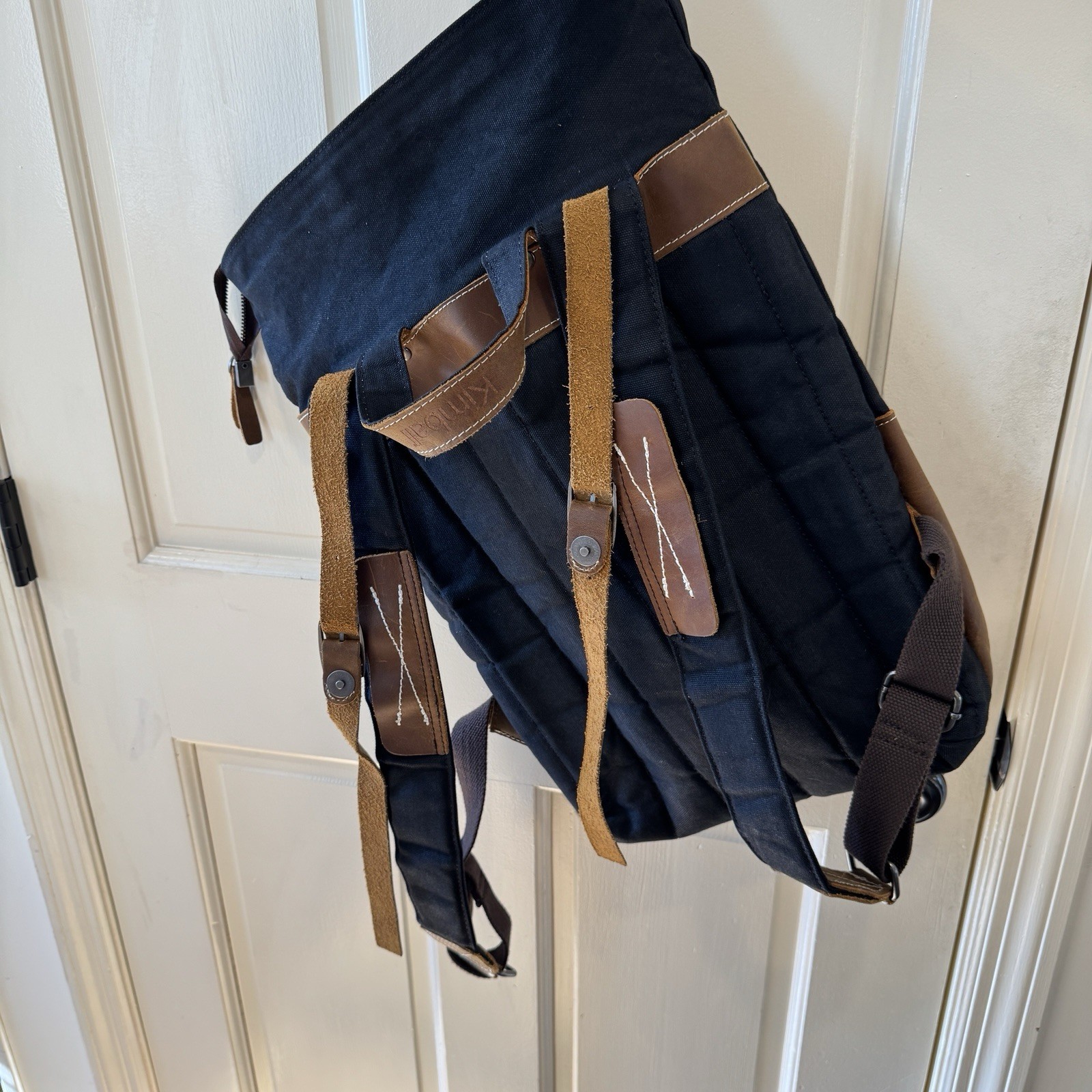 Kimball Roll Top Backpack – Canvas & Leather Rucksack Hiking Commuter Bag