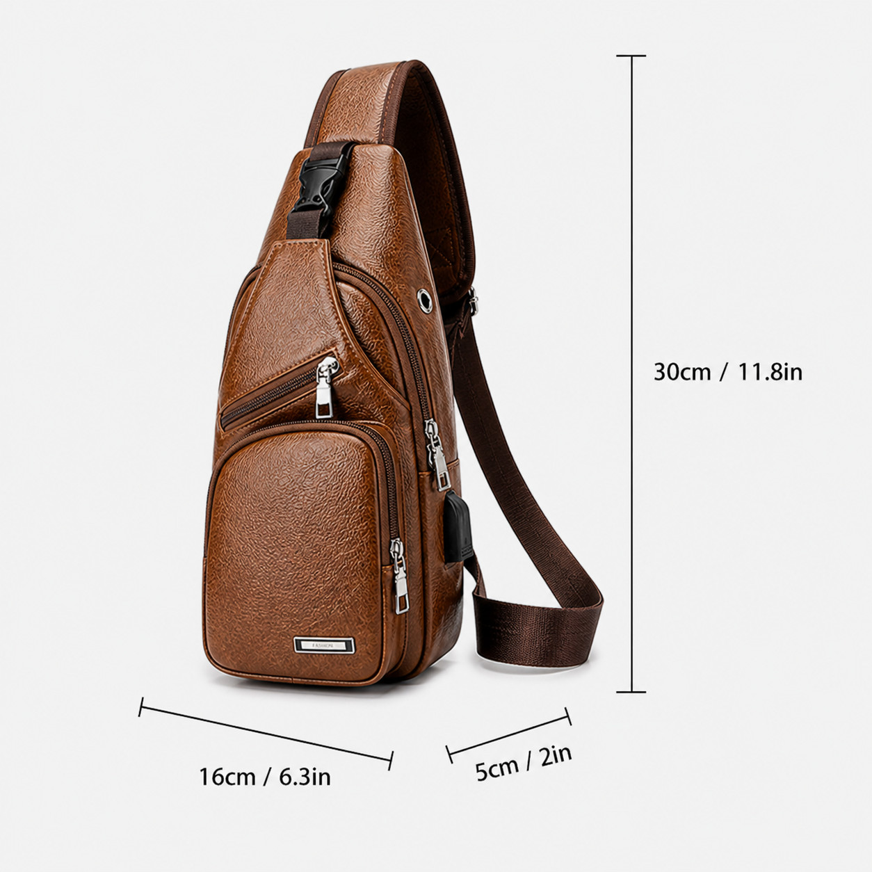 Mens Chest Shoulder Backpack Sling Cross Body Man Leather Satchel Travel Bag US