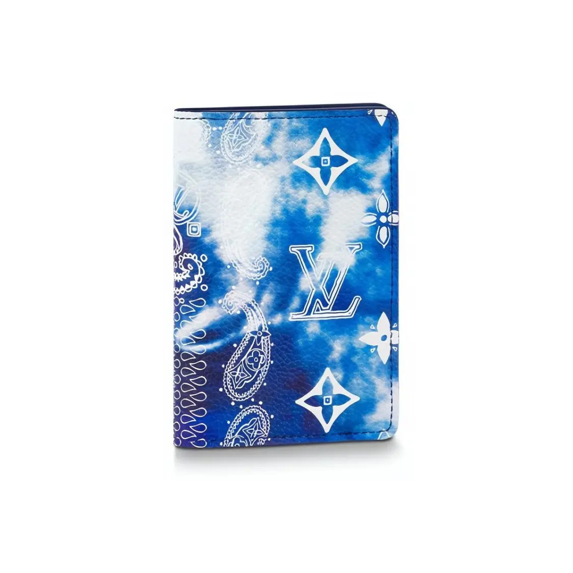 LOUIS VUITTON Cashew Flower Gradient Cowhide Wallet Men’s Blue 3.1×0.4×4.3 in
