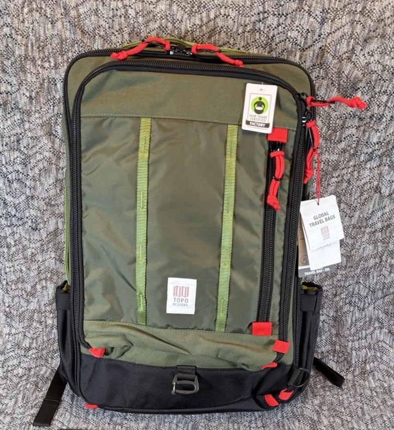 Topo Designs Global Travel Bag 30L Unisex Backpack Olive Green NWT