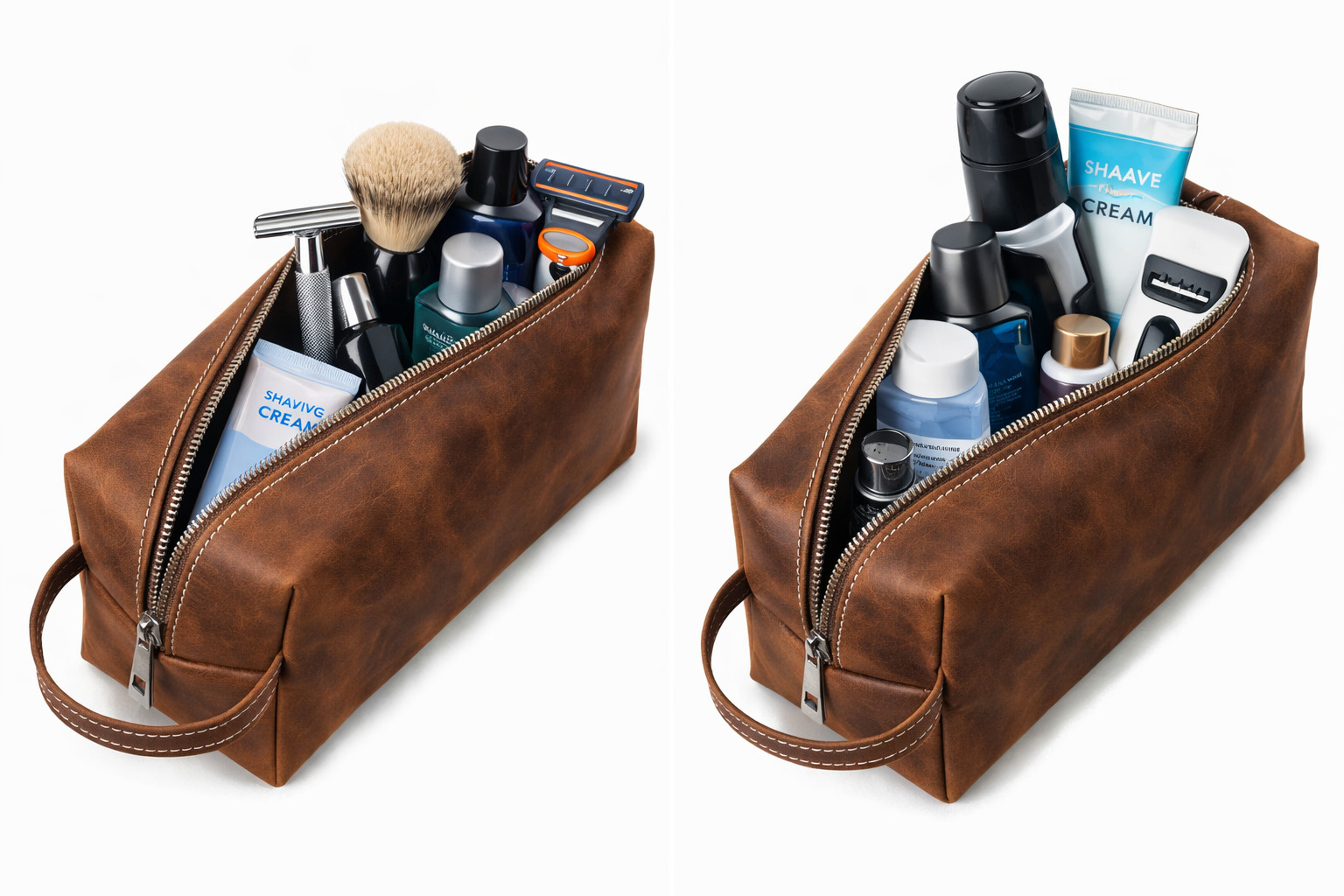 Leather Toiletry Bag – Full Grain Men’s Dopp Kit Travel Case