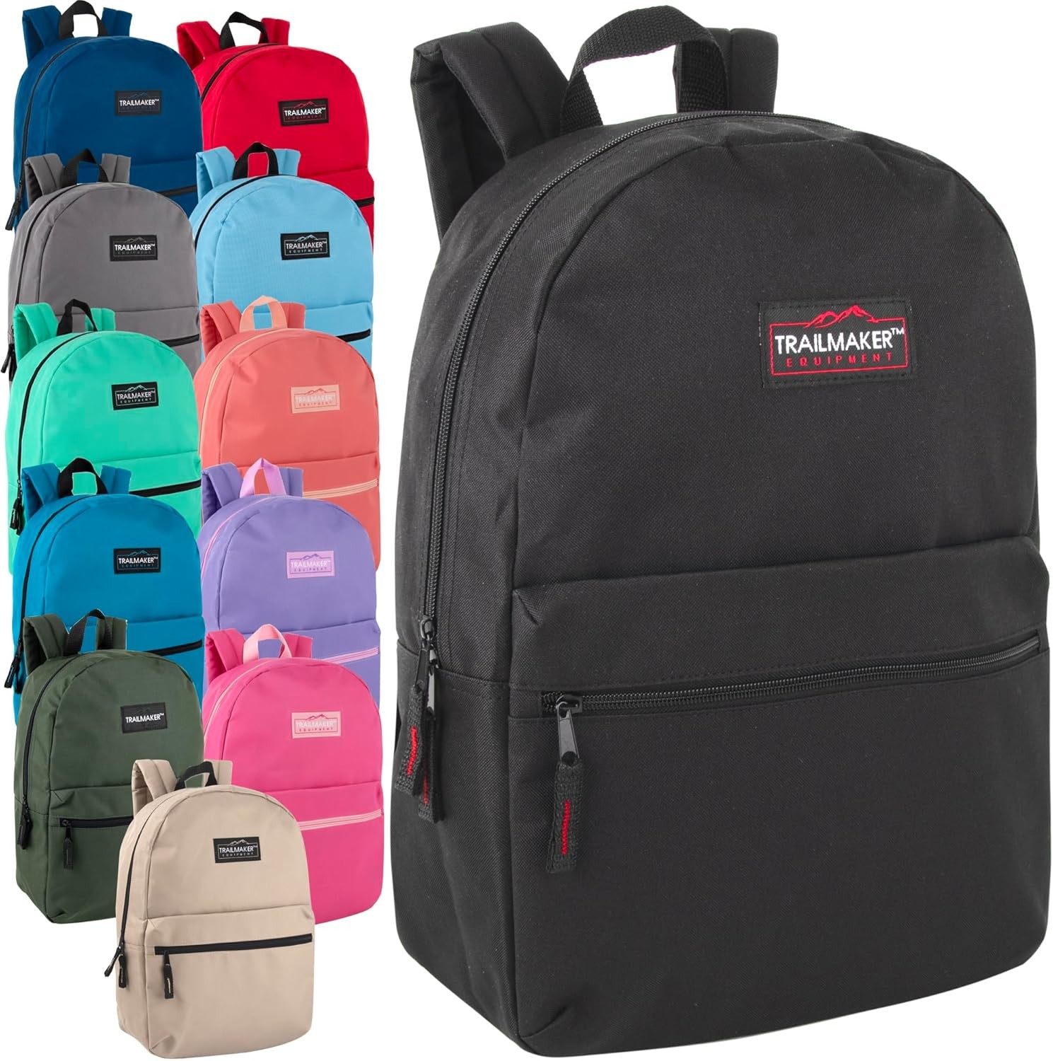 Trail maker 24 Pack- Classic 17 Inch Backpacks in Bulk Wholesale Back Packs for