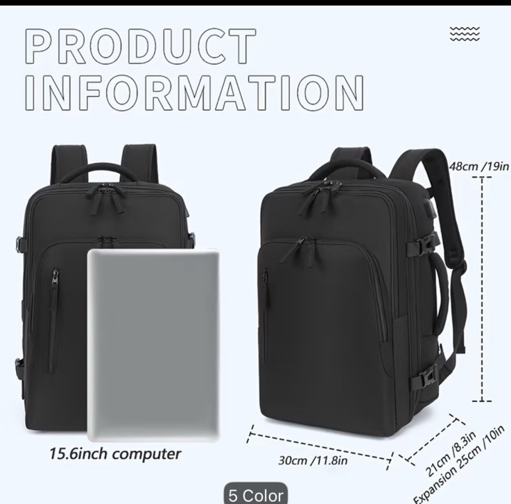 traveling shoulders backpack Expandable to capacity laptop of 35 liters (48cm) H