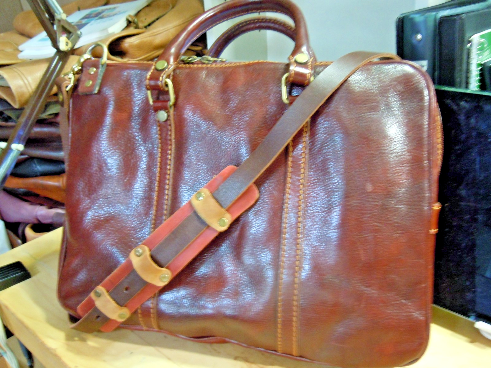 Auth BOSCA Old Leather’ STRINGER U2 BAG Messenger/Briefcase