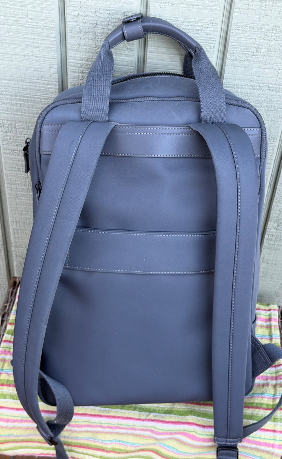 Monos Metro Backpack Dover Grey Nylon Vegan Leather Trim Travel Rucksack