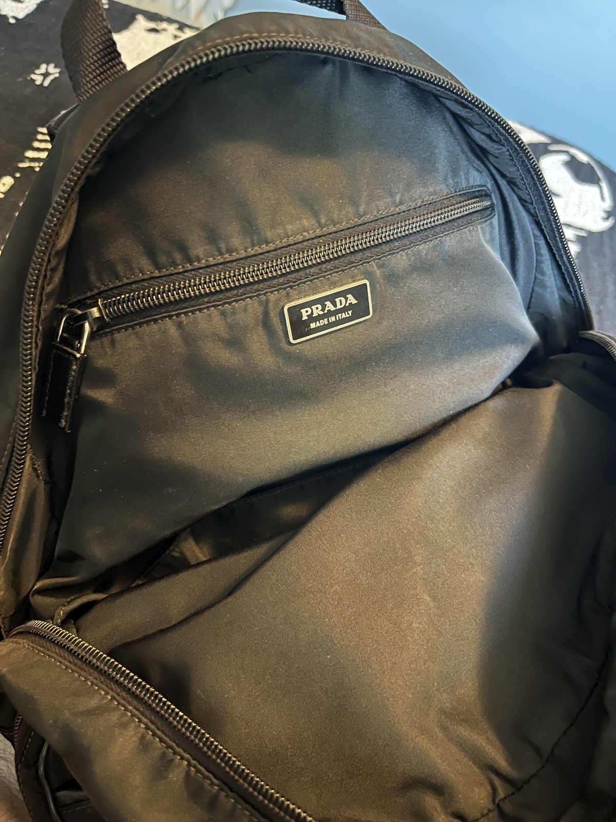 Prada Black Nylon Tessuto Logo Backpack Bag