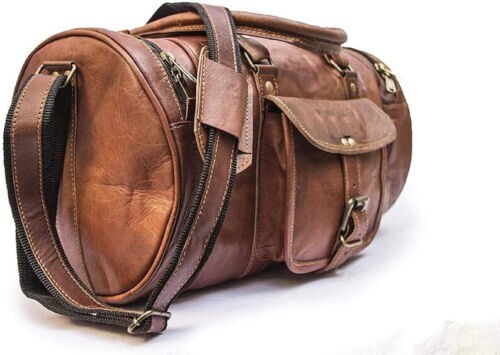 20 in Handmade goat leather Travel Bag, Men’s Leather Weekend Bag Brown