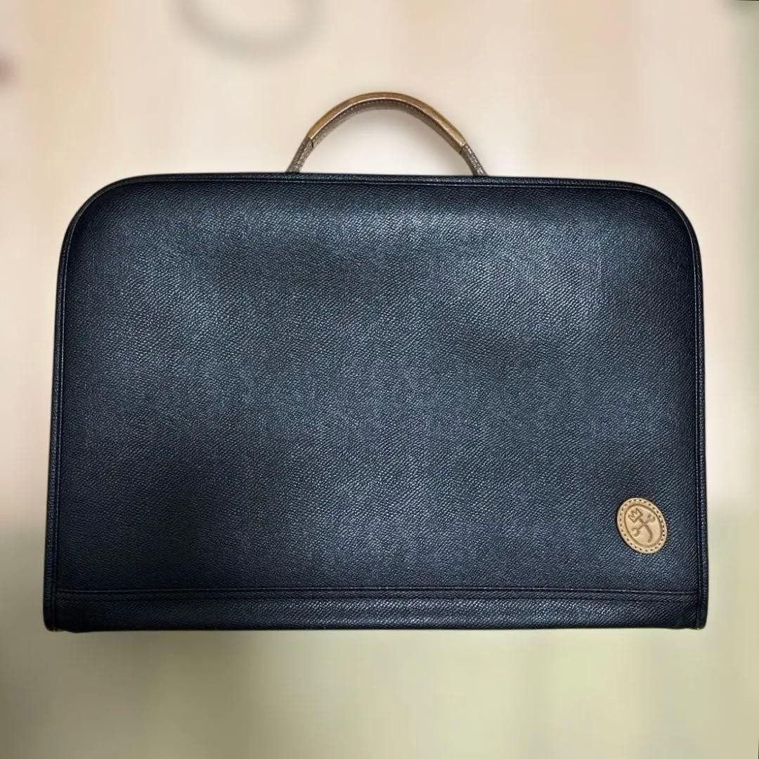 [Extremely Good Condition/With Key] Vintage Genuine Leather Briefcase Business