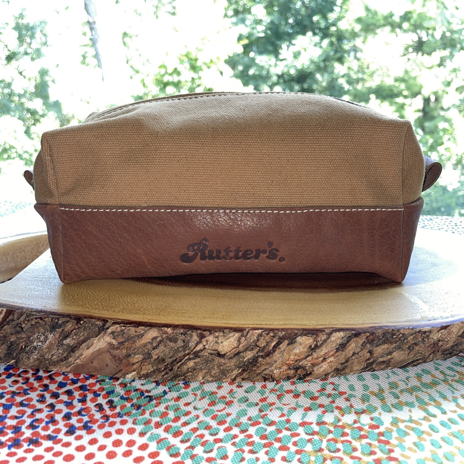Rutter’s Toiletry Bag Durable Canvas Upper & Branded Leather Base Brand New