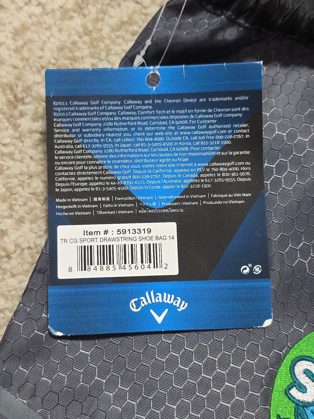 Custom Callaway Sport Drawstring Shoe Bag w/SDJGA Embroidered Patch *Brand New*