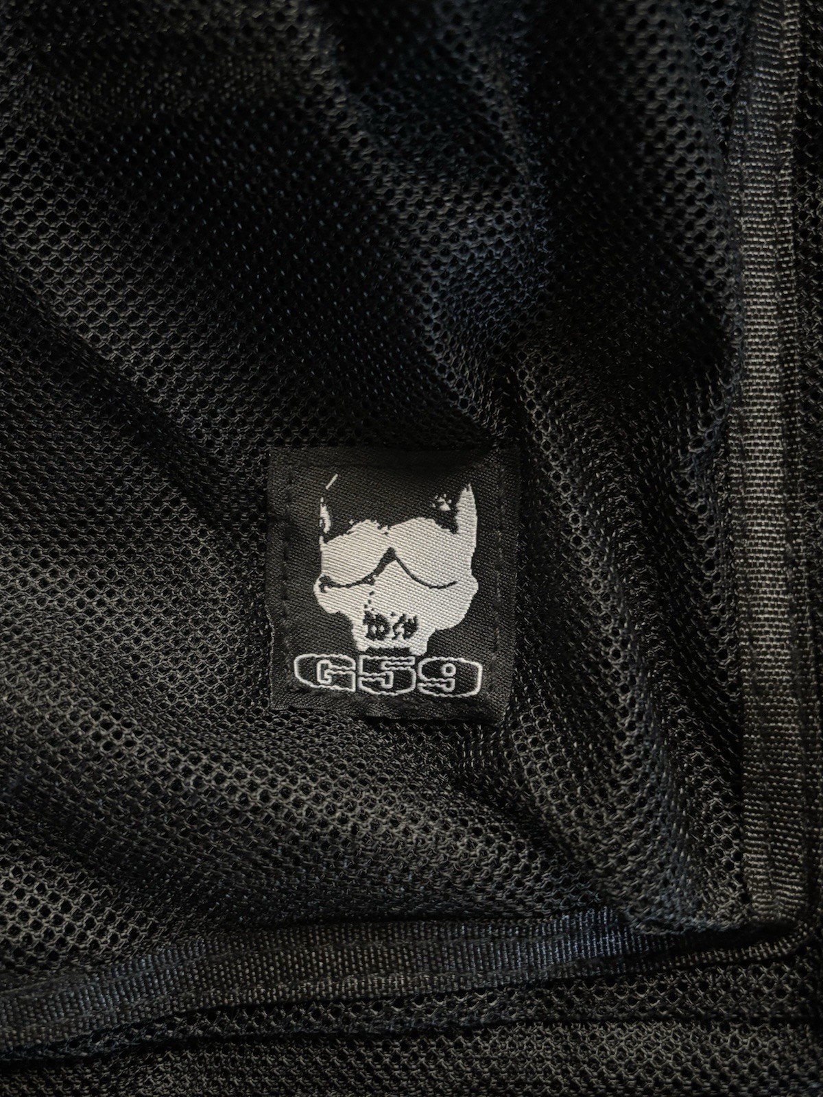 G59 Black Backpack Skull Logo Patch, Zip Closure, Adjustable Straps, Unisex