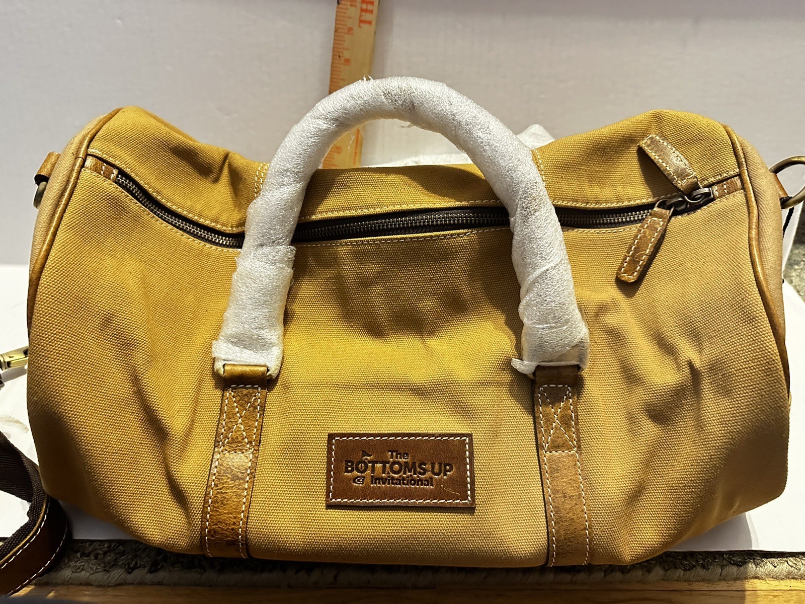 F.H. Wadsworth Weekender Duffel Bag Bottoms Up Invitational Brown Canvas READ