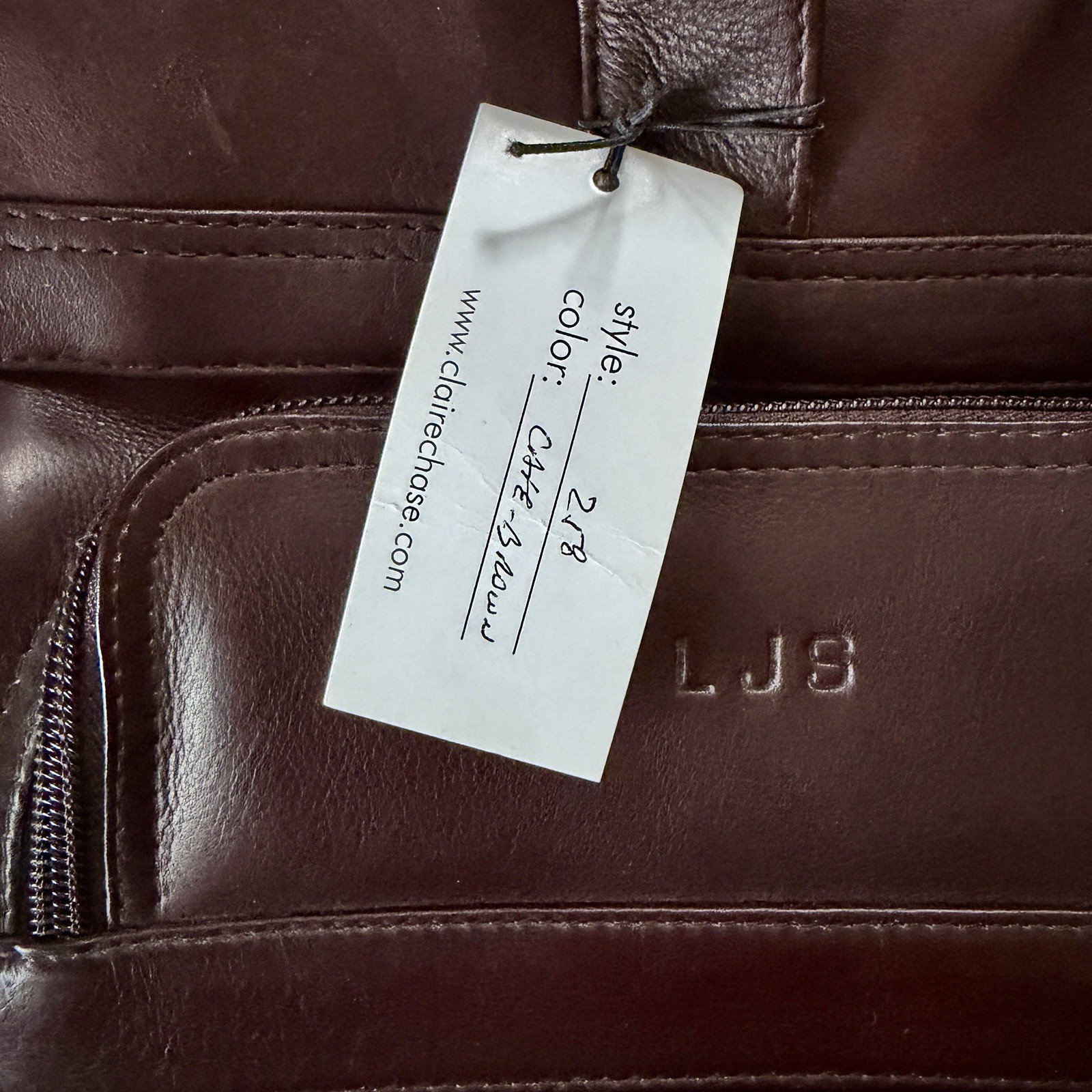 Claire Chase Jumbo Executive Computer Briefcase 100% Cowhide Leather Color Cafe