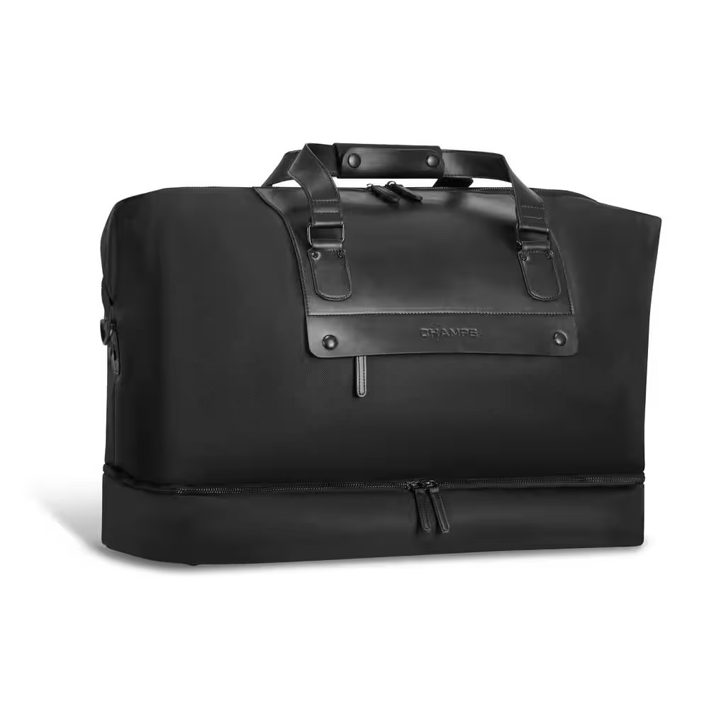 Onyx Collection 20 In., Black Nylon Duffle Bag Backpack with USB