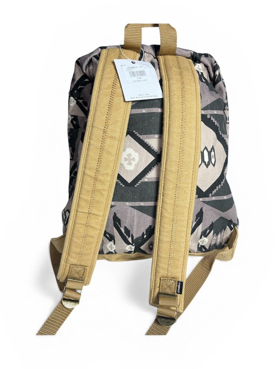 O’Neill Backpack – Geometric Beige Black Brown Adjustable Strap Pockets