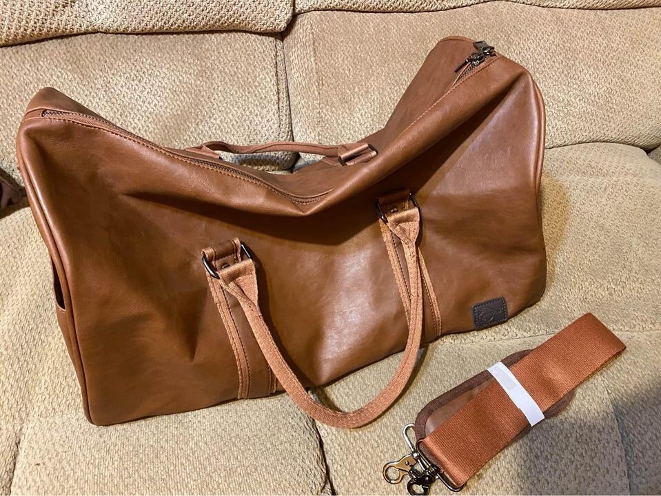 Seyfocnia DUFFLE BAG Carry On Travel Men Women Brown Travel Duffle Bag NEW