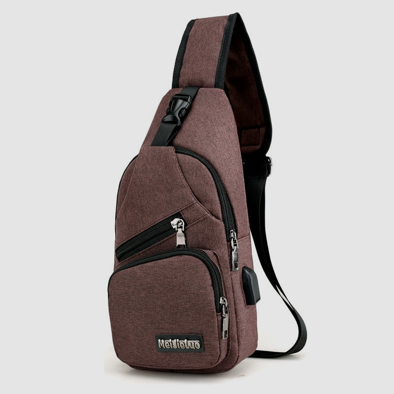USB Charging Canvas Chest Bag Crossbody Travel – Free Shipping