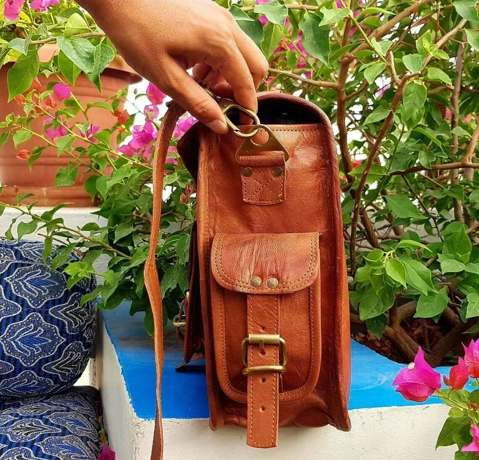 Vintage Rustic Charm Leather Bag Shoulder Laptop Bag Briefcase Men’s Genuine