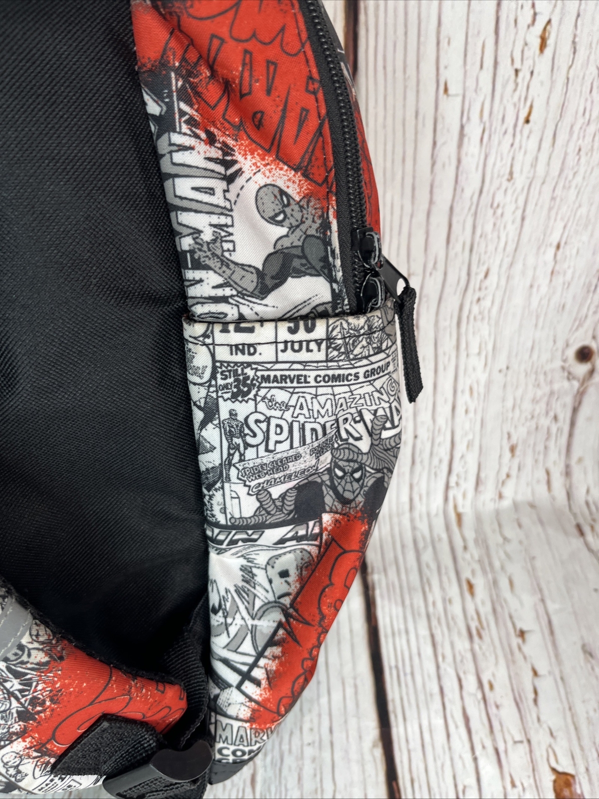 MARVEL COMIC BOOK BLACK & WHITE COVERS BACKPACK Spider-Man, Iron Man, Thor