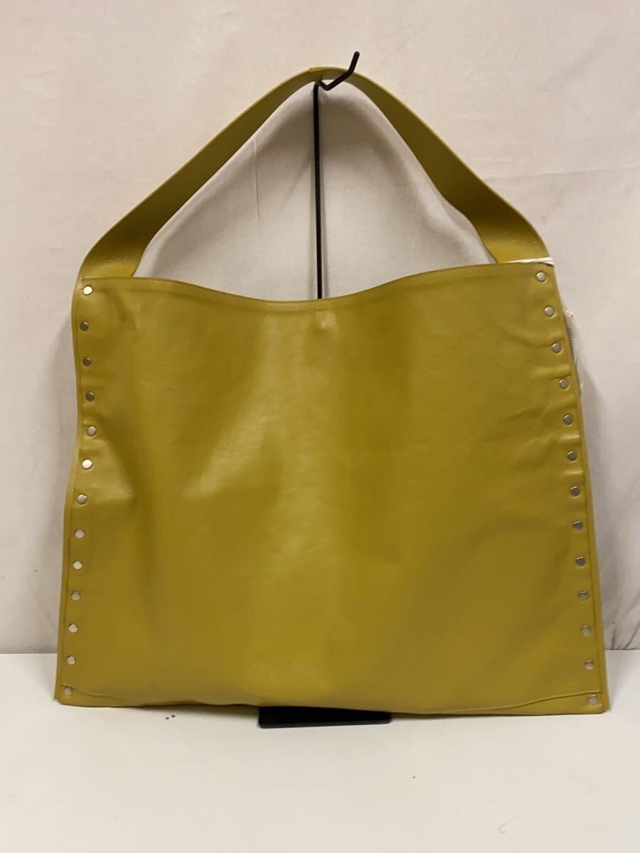 JIL SANDER Shoulder Bag Rivet Border Tote Leather YLW Plain JSMU852328 Used