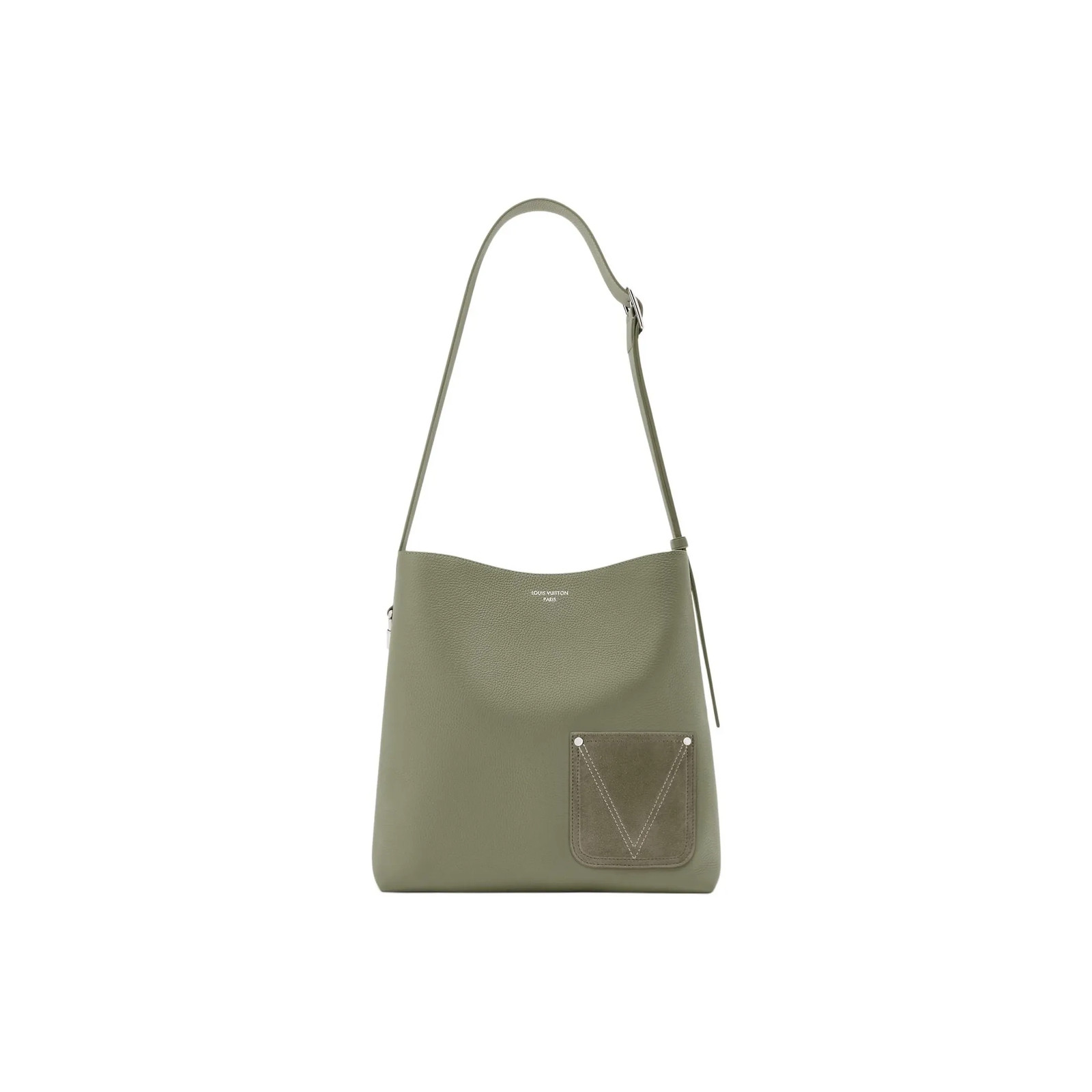 LOUIS VUITTON VERSO HOBO SS26 Touch Leather Shoulder Bag for Men in Khaki Green