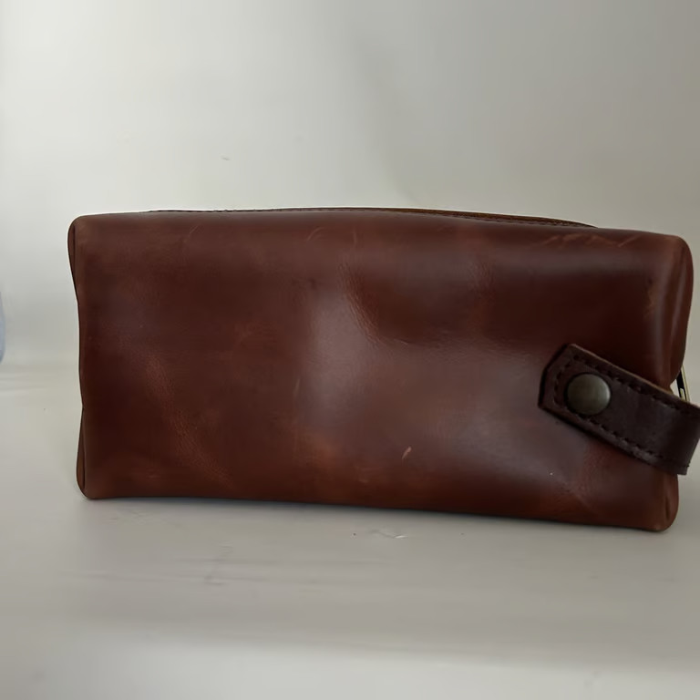 Rustico Wagoneer Leather Toiletry Bag Dopp Kit Brown Jeep Travel Case Made in