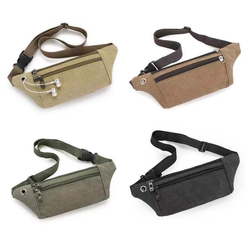 Lightweight Canvas Waist Pack with Nylon Lining 31x11cm for Sports Use