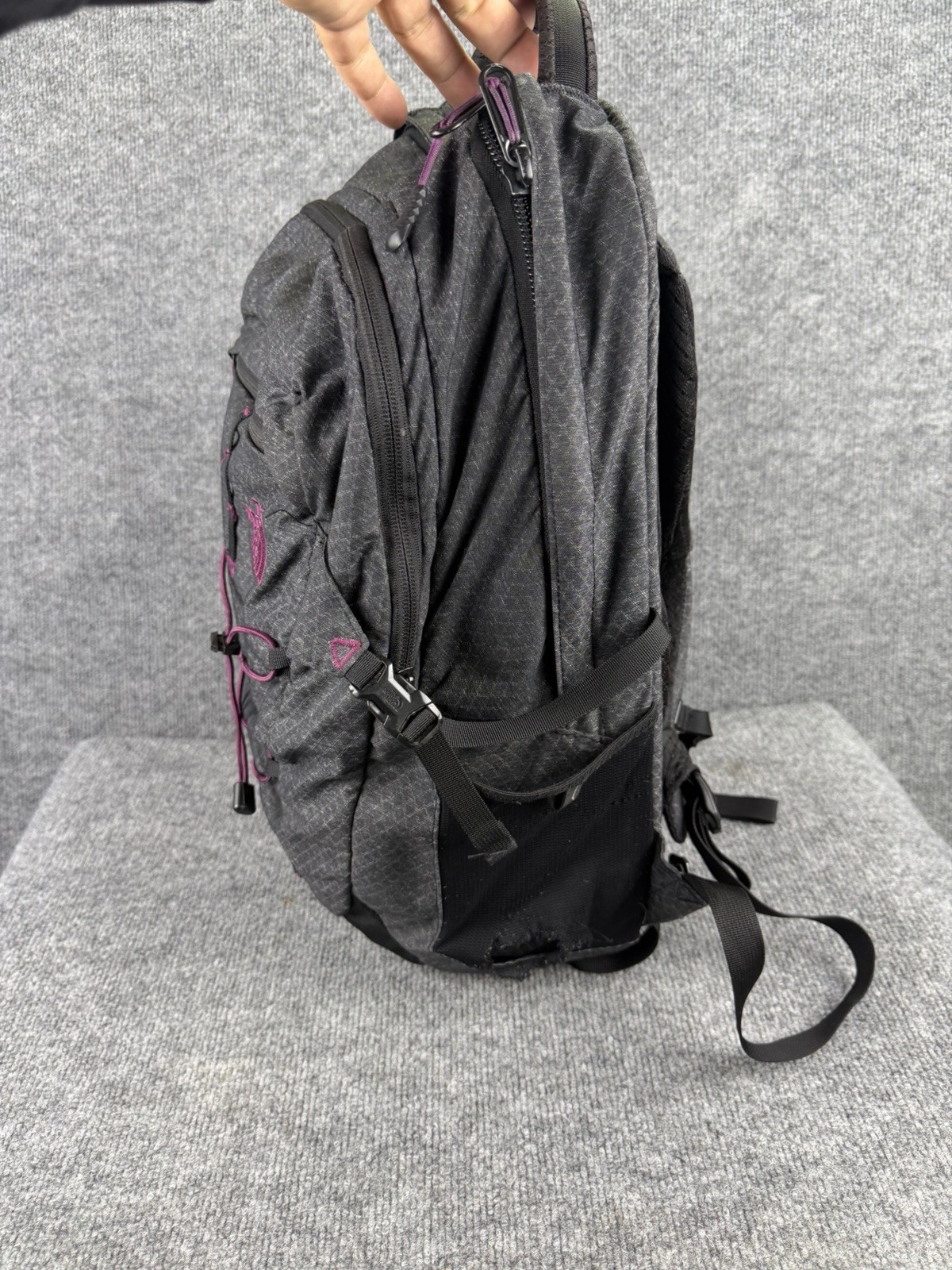 The North Face Borealis Backpack Gray Purple Womens School Laptop Bag Preowned