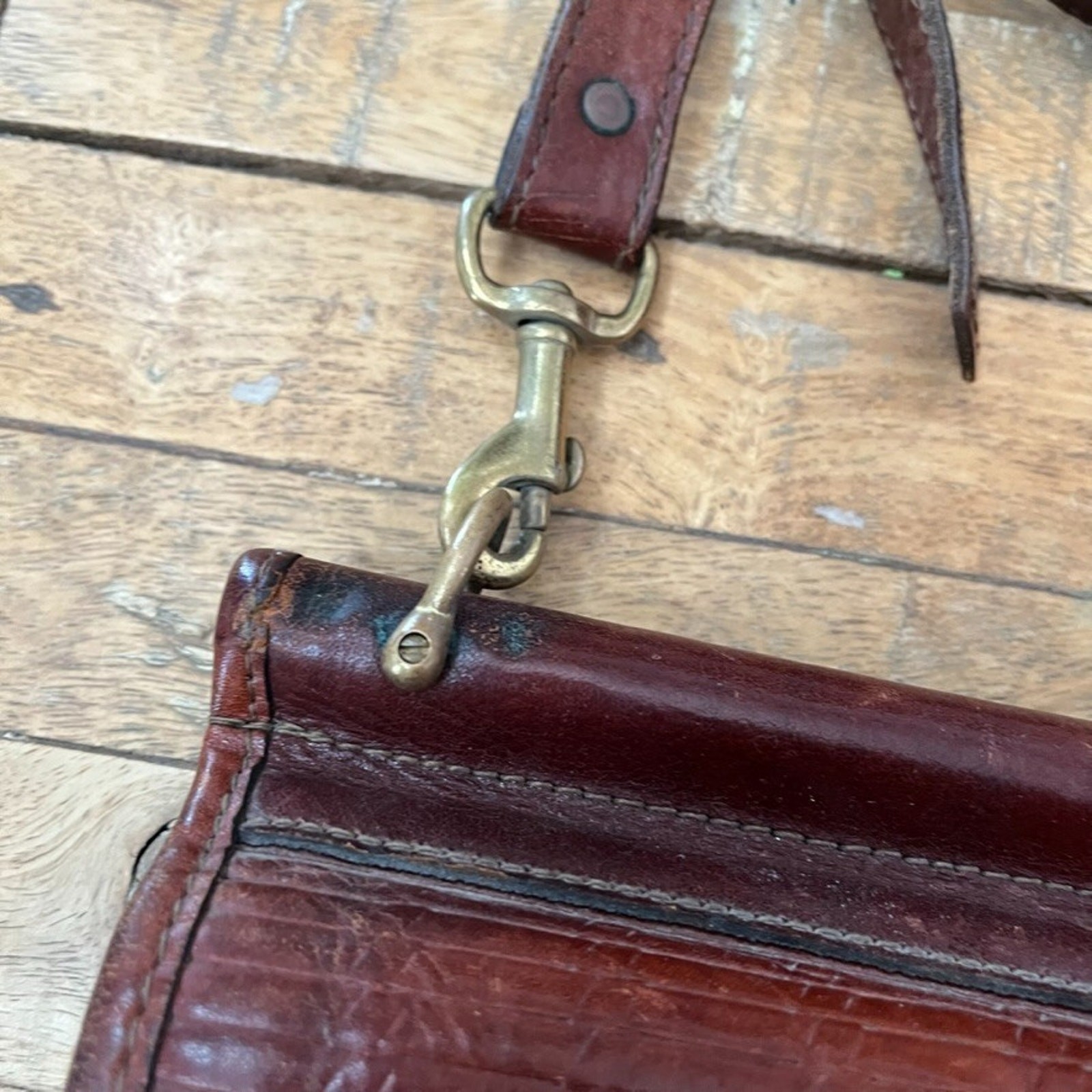 Jack Georges Woven Leather Tuscany Executive Briefcase 16″ Crossbody Brown