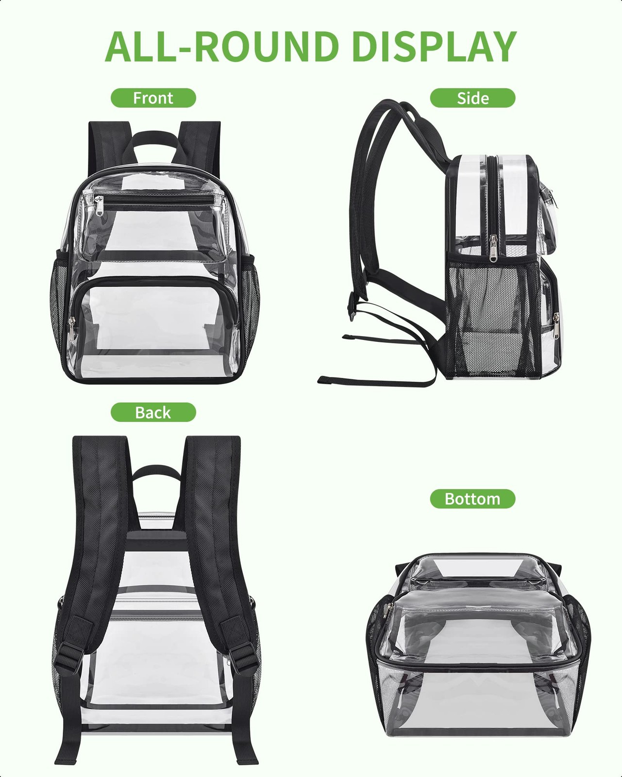 Clear Backpack Stadium Approved for Women and Men, Clear Bag for Stadium Even…