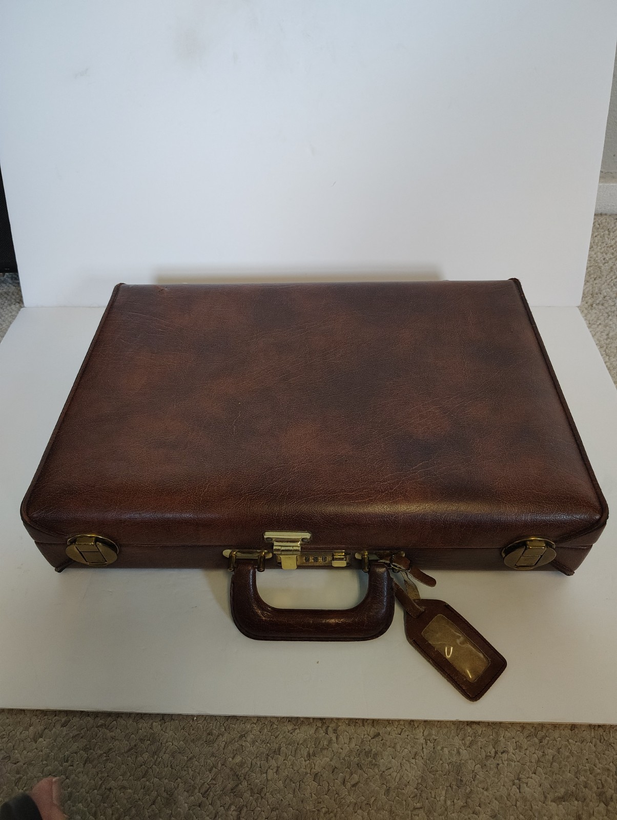 Vintage Airway Retro Genuine Leather Briefcase With Presto Combination Lock