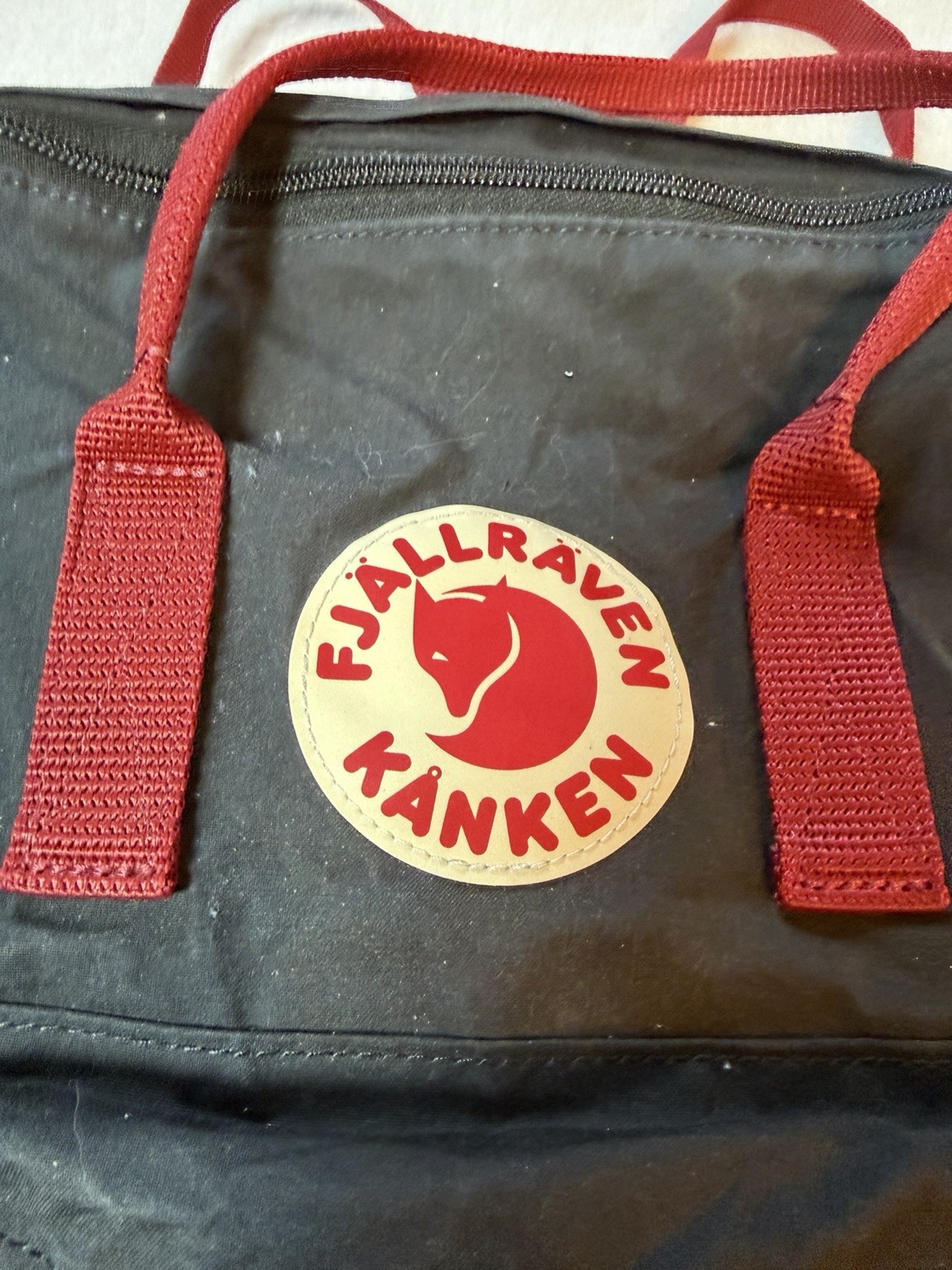 Fjallraven Kanken Backpack Black w/ Red Straps Classic School Travel Bag