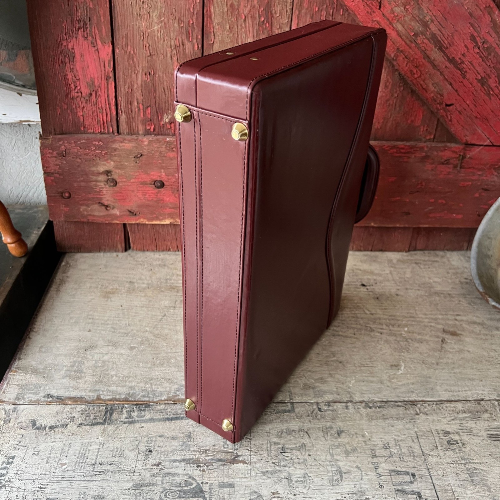 China Exquisite Foreign Affairs Gift Maroon Leather Briefcase 16.5″