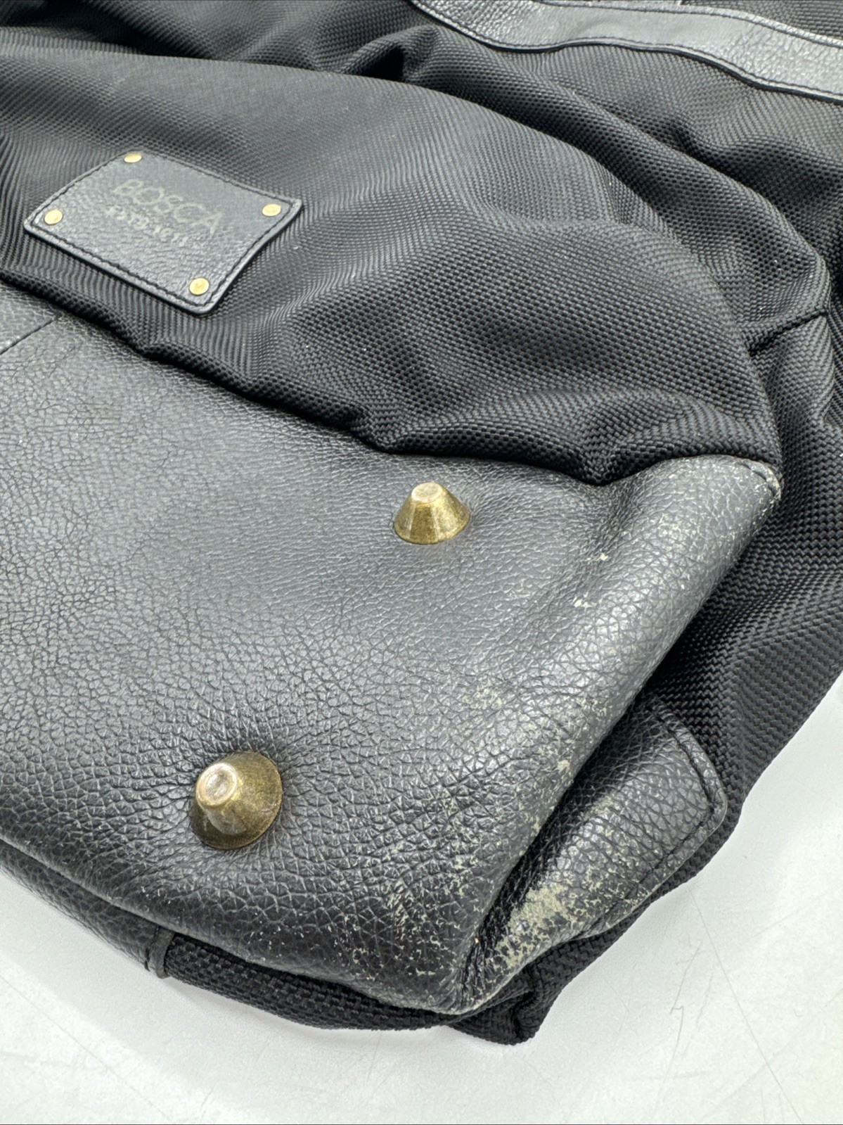 Bosca Leather Messager Bag Satchel Black Shoulder Crossbody Detachable Strap