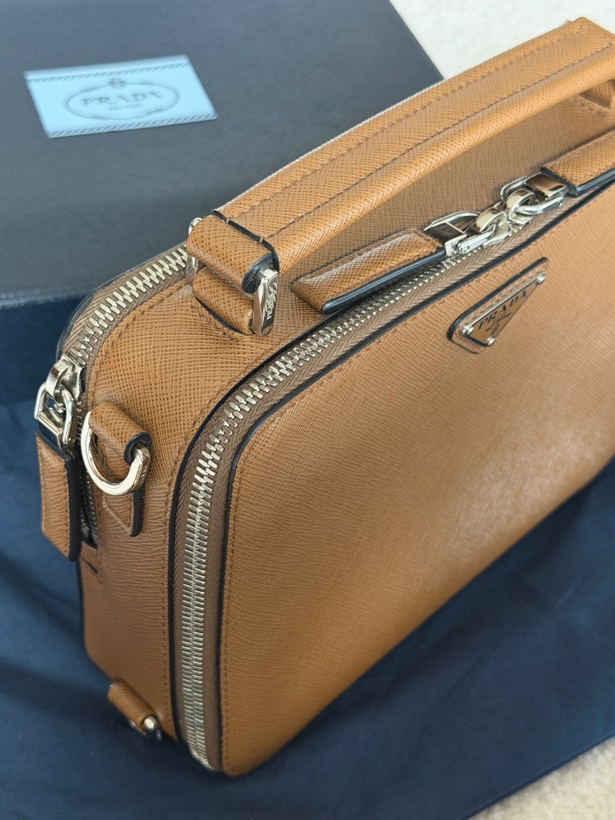 Prada Brique Saffiano Leather Brown Crossbody Bag 2VH069